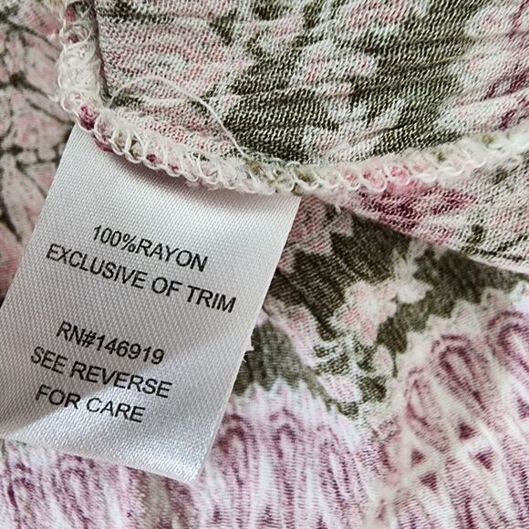 Cloud Chaser Womens Tunic Top 1X Button Front V Neck Long Sleeve Tassels Floral - Picture 7 of 12